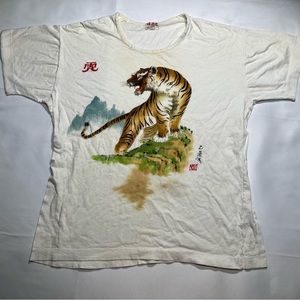 VINTAGE Tiger Maple Leaf Adult Single Stitch Graphic Tee Size XL